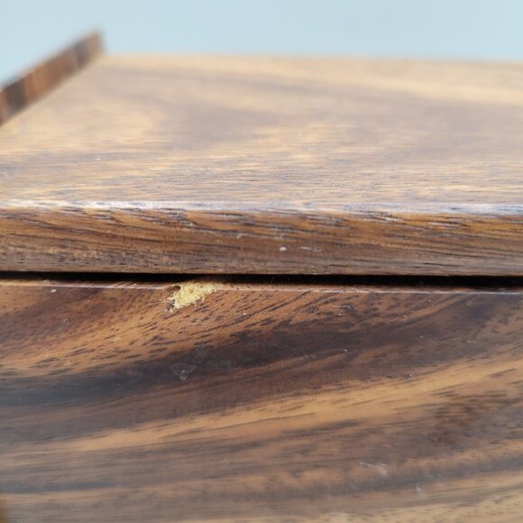Handcrafted Acacia Hardwood Recipe Storage Box With Flip Up Lid Natural Finish - Picture 9 of 9